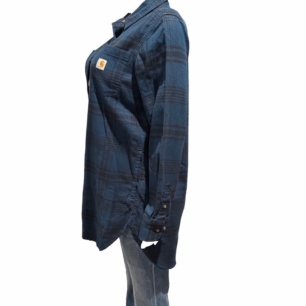 Carhartt Women Rugged Flex Relaxed Fit Midweight Flannel Long-Sleeve Plaid Tunic - Picture 8 of 10